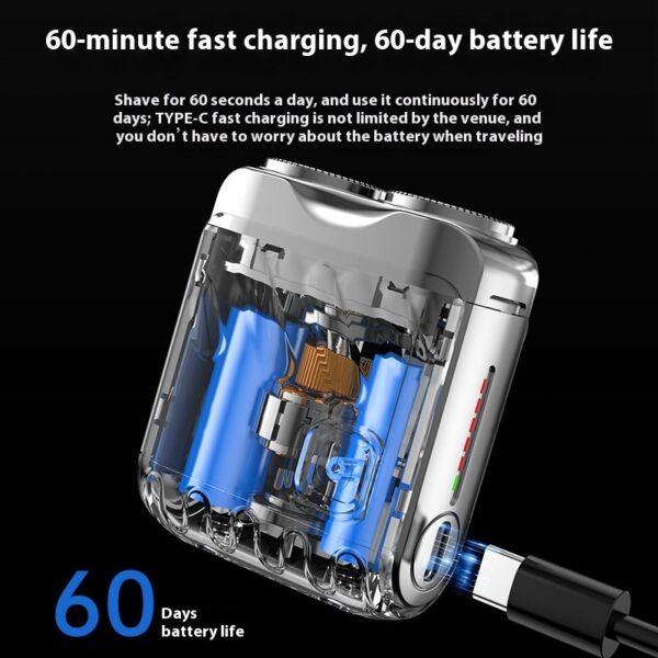Portable Rotary Dual Ring Electric Shaver Men Travel Mini Shaver Double Floating Magnetic Blade Head Rechargeable Pocket Razors - Image 8